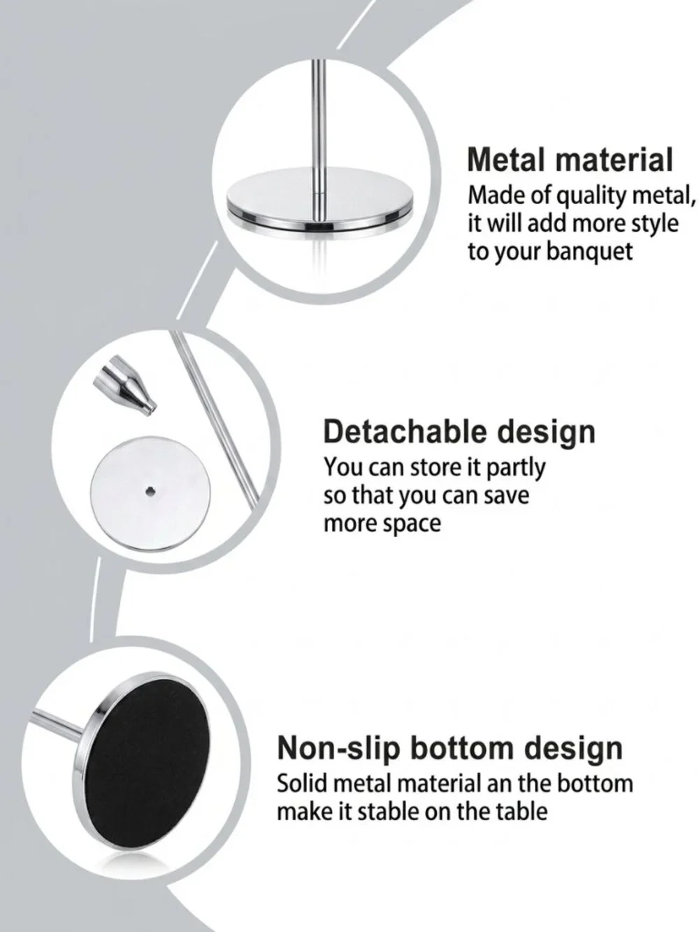 Set of 9 | Silver Metal Taper Candle Holders